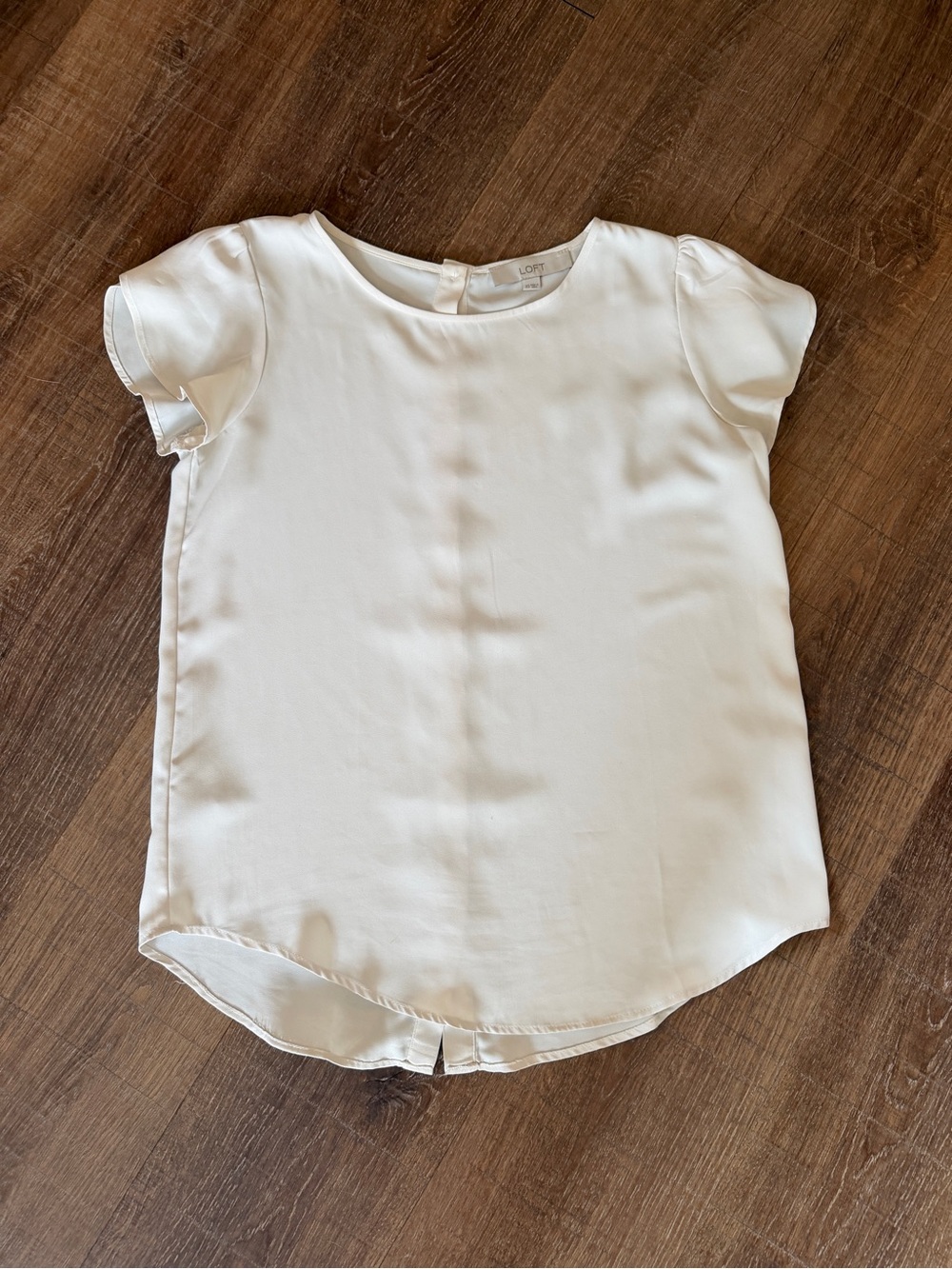 LOFT Cream Short Sleeve Blouse